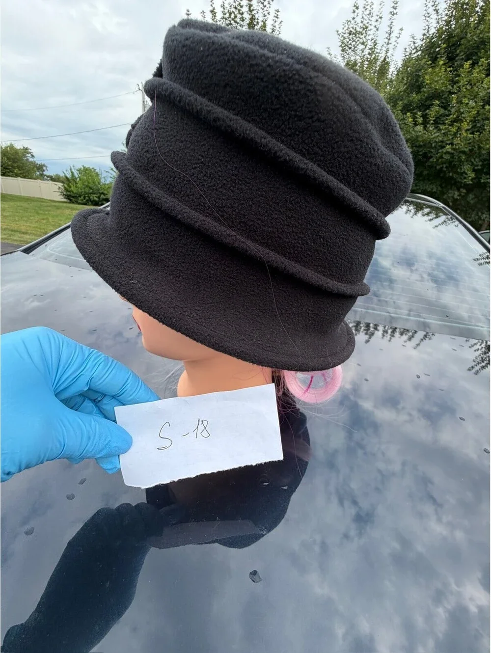 Hats Scarves & More Black Fleece Cloche Hat Bow Detail S-18